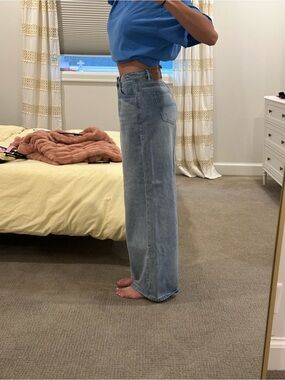 Princess Polly Light Wash Baggy Wide Leg Jeans Size 4